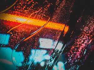 Preview wallpaper drops, neon, rain, stains