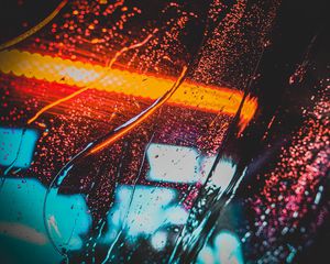 Preview wallpaper drops, neon, rain, stains