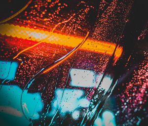 Preview wallpaper drops, neon, rain, stains