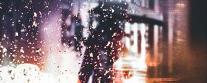 Preview wallpaper drops, rain, blur, silhouette