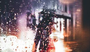Preview wallpaper drops, rain, blur, silhouette
