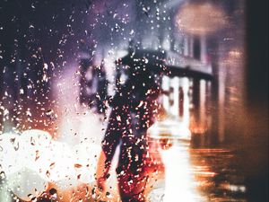 Preview wallpaper drops, rain, blur, silhouette