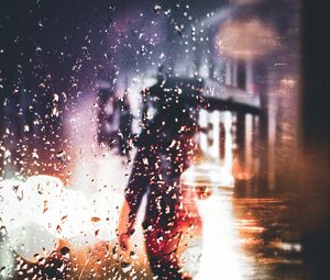Preview wallpaper drops, rain, blur, silhouette