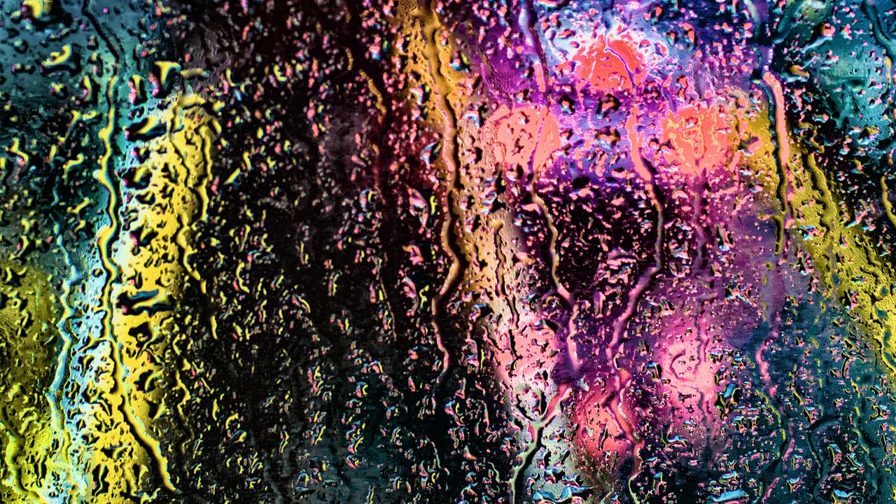 Wallpaper drops, rain, colorful, glass