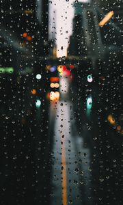Preview wallpaper drops, rain, glare, bokeh, window, glass, moisture, surface