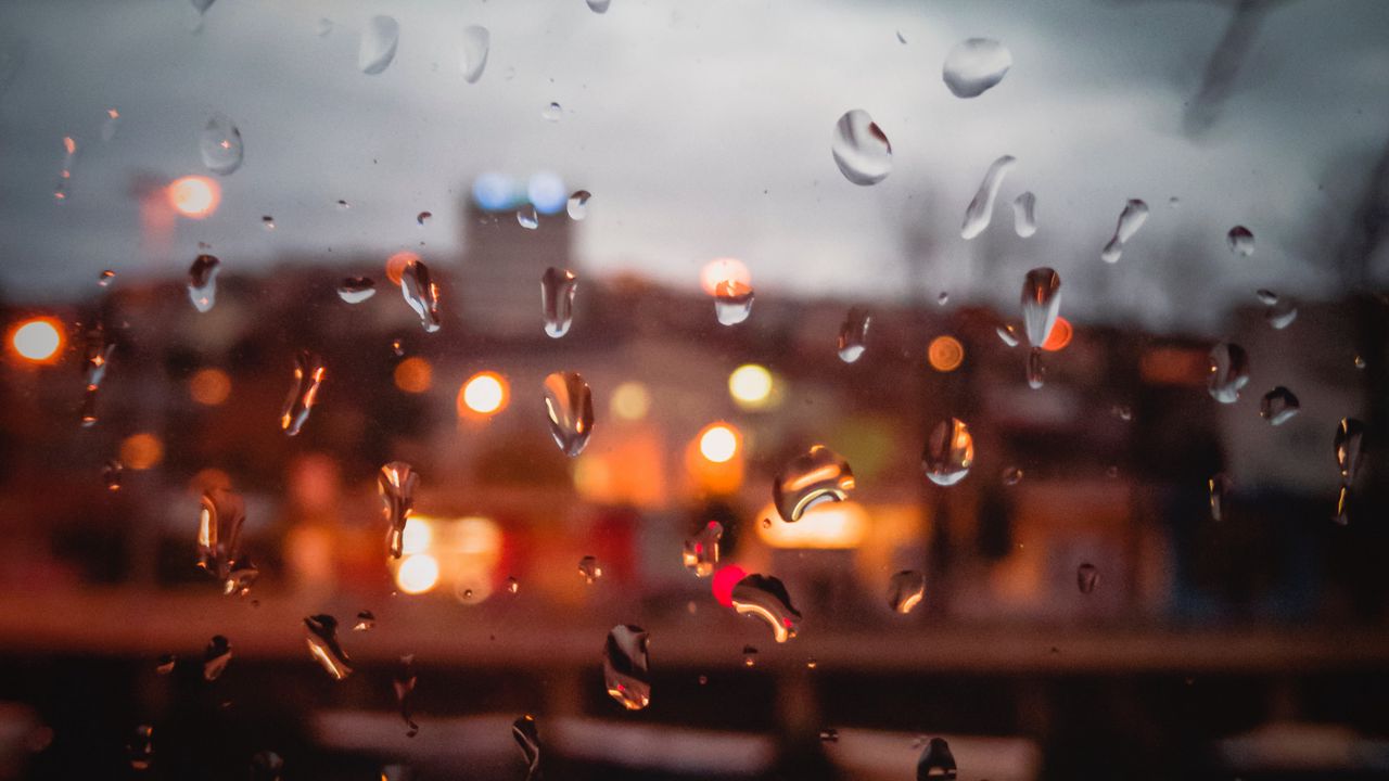Wallpaper drops, rain, glass, moisture, window, blur