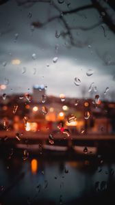 Preview wallpaper drops, rain, glass, moisture, window, blur