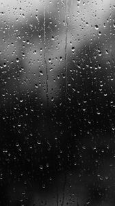 Preview wallpaper drops, rain, glass, water, dark, black and white