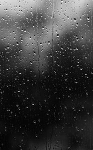 Preview wallpaper drops, rain, glass, water, dark, black and white