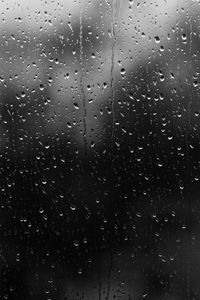 Preview wallpaper drops, rain, glass, water, dark, black and white