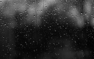 Preview wallpaper drops, rain, glass, water, dark, black and white