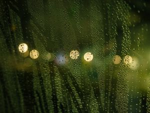 Preview wallpaper drops, rain, glass, lights, bokeh