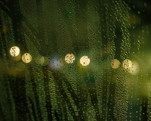 Preview wallpaper drops, rain, glass, lights, bokeh
