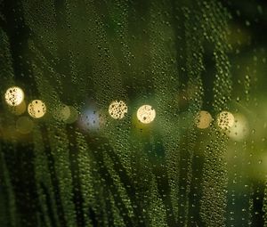 Preview wallpaper drops, rain, glass, lights, bokeh