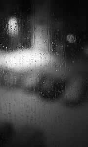 Preview wallpaper drops, rain, glass, blur, black and white