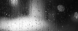 Preview wallpaper drops, rain, glass, blur, black and white