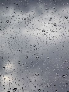 Preview wallpaper drops, rain, glass, water, clouds