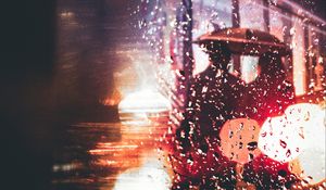 Preview wallpaper drops, rain, silhouettes, glare