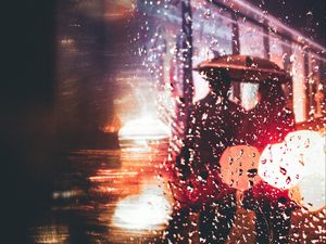 Preview wallpaper drops, rain, silhouettes, glare