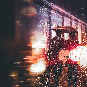 Preview wallpaper drops, rain, silhouettes, glare