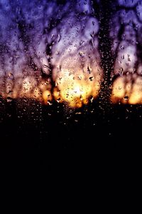 Preview wallpaper drops, sunset, blur, glass, rain