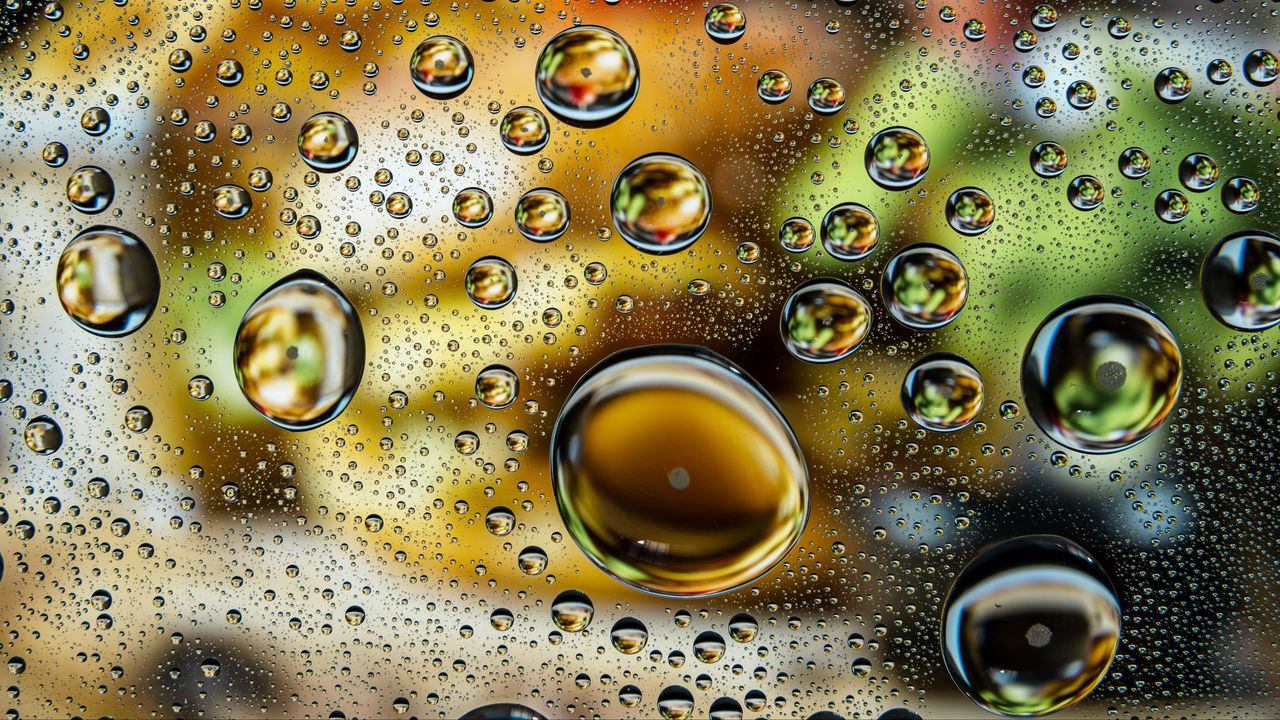 Wallpaper drops, surface, spray, macro