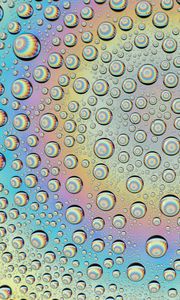 Preview wallpaper drops, water, colorful, rainbow
