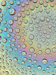 Preview wallpaper drops, water, colorful, rainbow