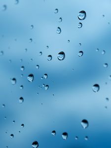 Preview wallpaper drops, water, glass, rain, macro, blue