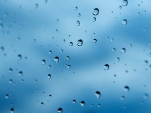 Preview wallpaper drops, water, glass, rain, macro, blue