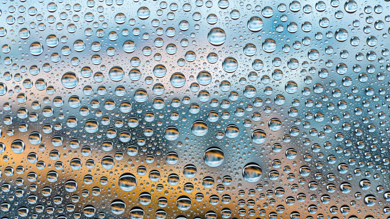 Wallpaper drops, water, surface, blur