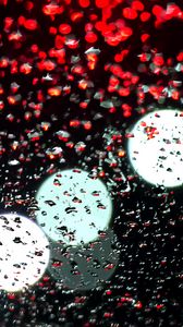 Preview wallpaper drops, wet, bokeh, surface, lights, glass, rain