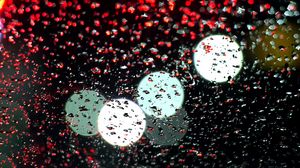 Preview wallpaper drops, wet, bokeh, surface, lights, glass, rain