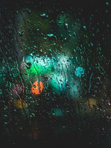 Preview wallpaper drops, wet, glass, rain, lights, bokeh