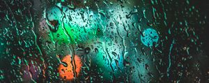 Preview wallpaper drops, wet, glass, rain, lights, bokeh