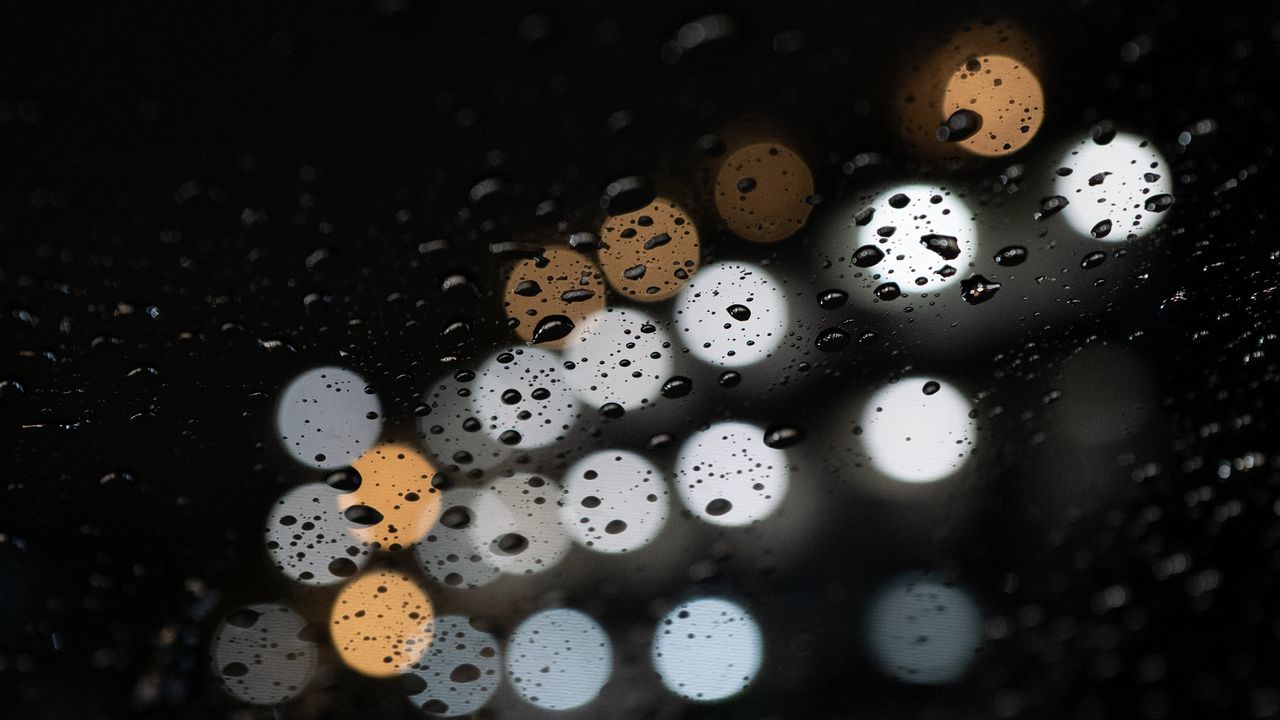 Wallpaper drops, wet, macro, glare, bokeh