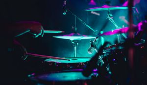 Preview wallpaper drum, instrument, neon, dark