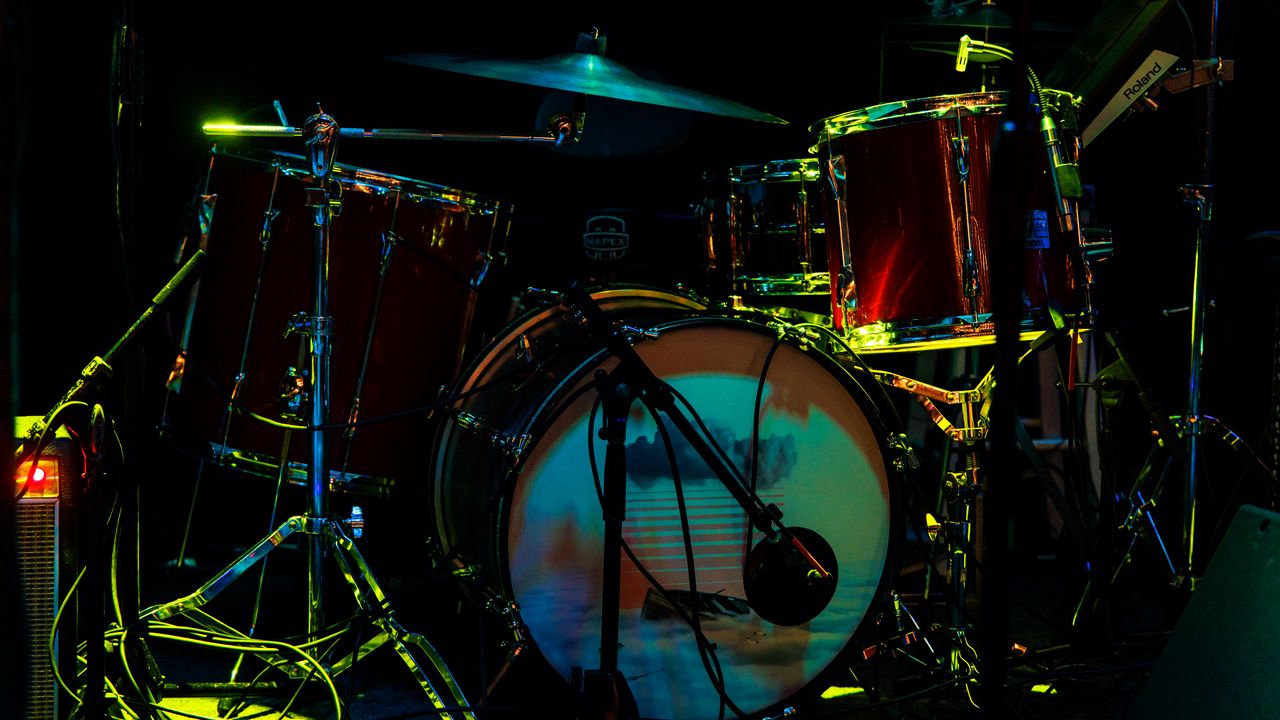 Wallpaper drum kit, light, musical instrument, music