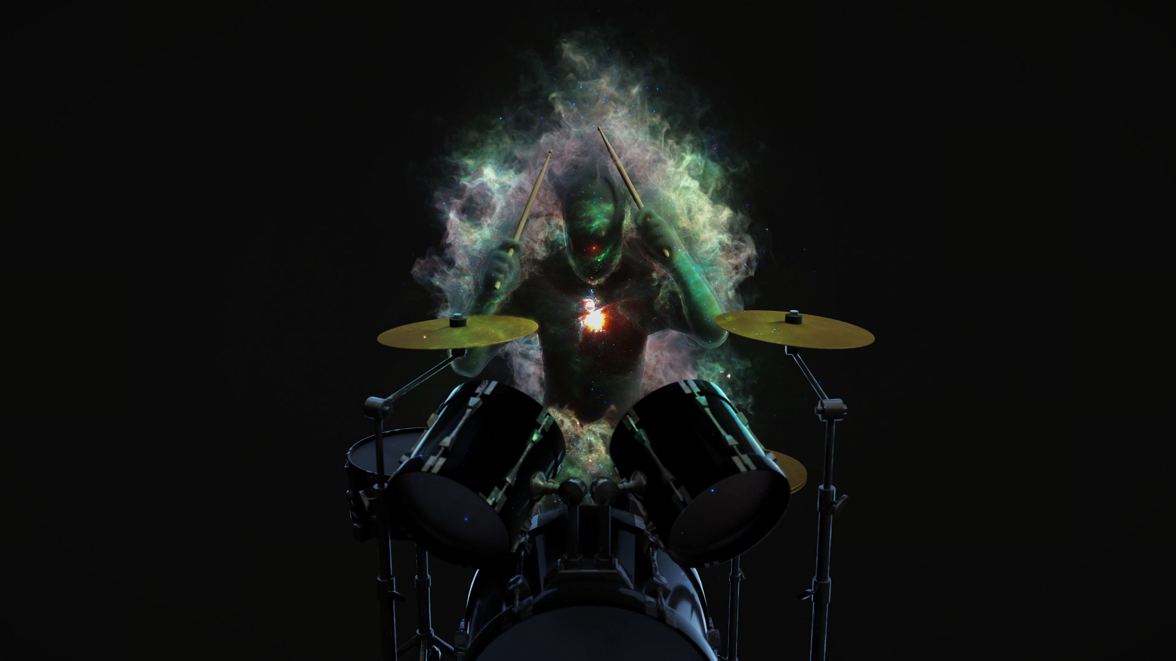 Download wallpaper 3840x2160 drummer, drums, musician, musical