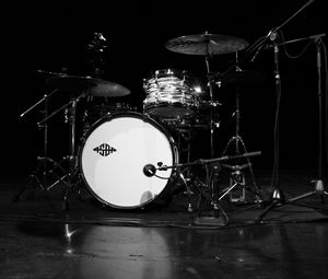 Preview wallpaper drums, drum kit, musical instrument, music, black and white