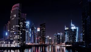 Preview wallpaper dubai, city, lights, river, night