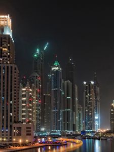 Preview wallpaper dubai, skyscrapers, boats, pier