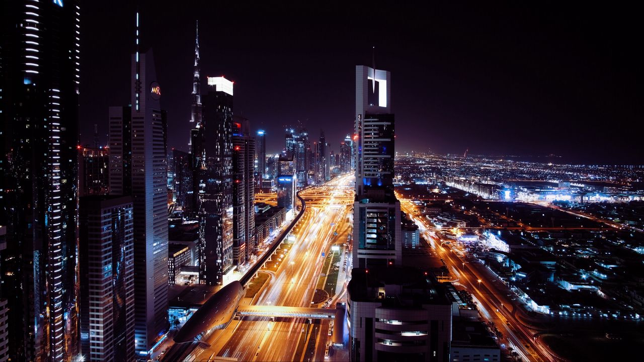 Wallpaper dubai, united arab emirates, night city