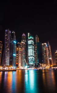 Preview wallpaper dubai, united arab emirates, skyscrapers, night