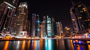 Preview wallpaper dubai, united arab emirates, skyscrapers, night