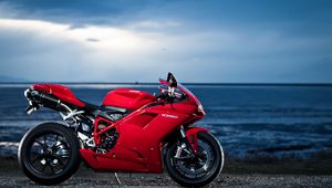 Preview wallpaper ducati, 1098, motorcycle, sea, red