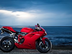 Preview wallpaper ducati, 1098, motorcycle, sea, red