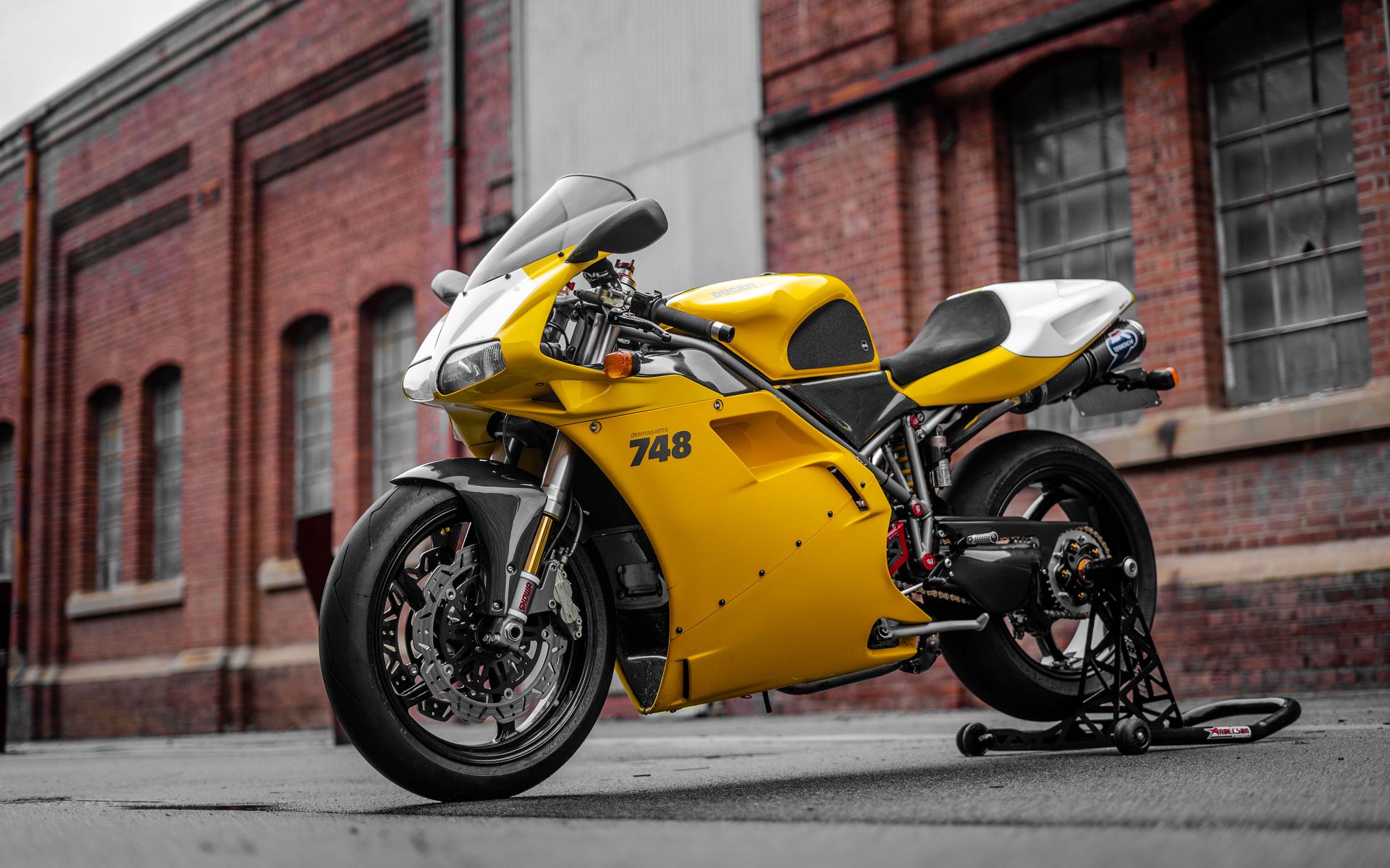 1920x1200 Wallpaper ducati 748, ducati, motorcycle, bike, yellow