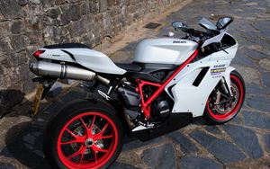 Preview wallpaper ducati, 848, motorcycle, stones, tiles, cars, auto