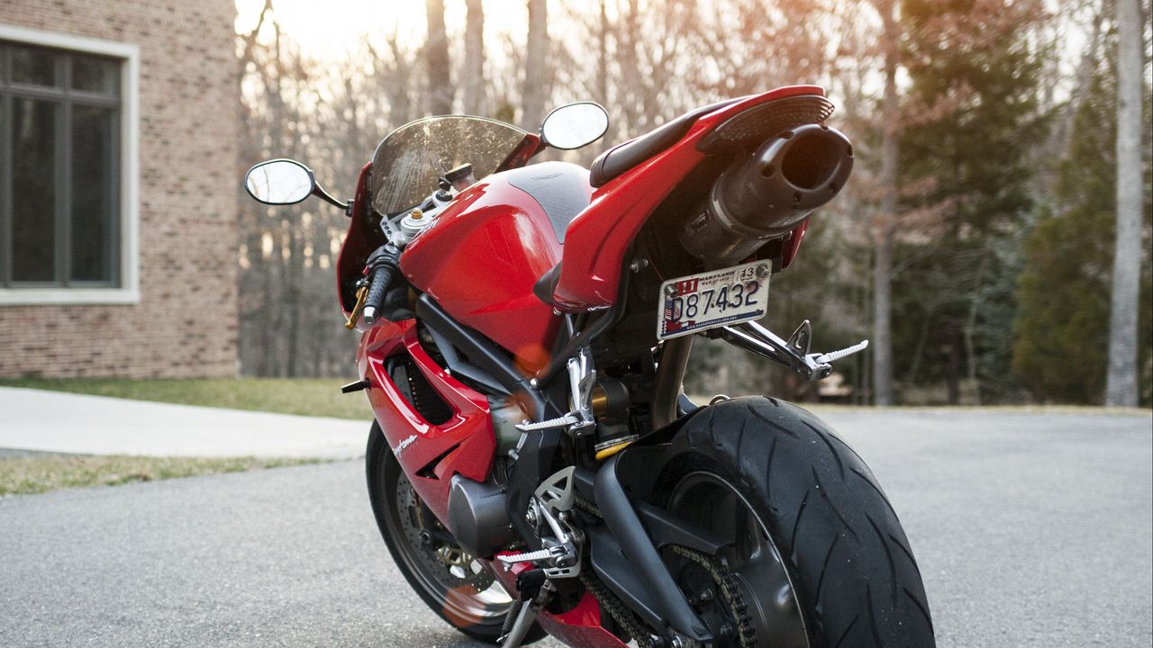 Wallpaper ducati, motorcycle, bike, red, back view